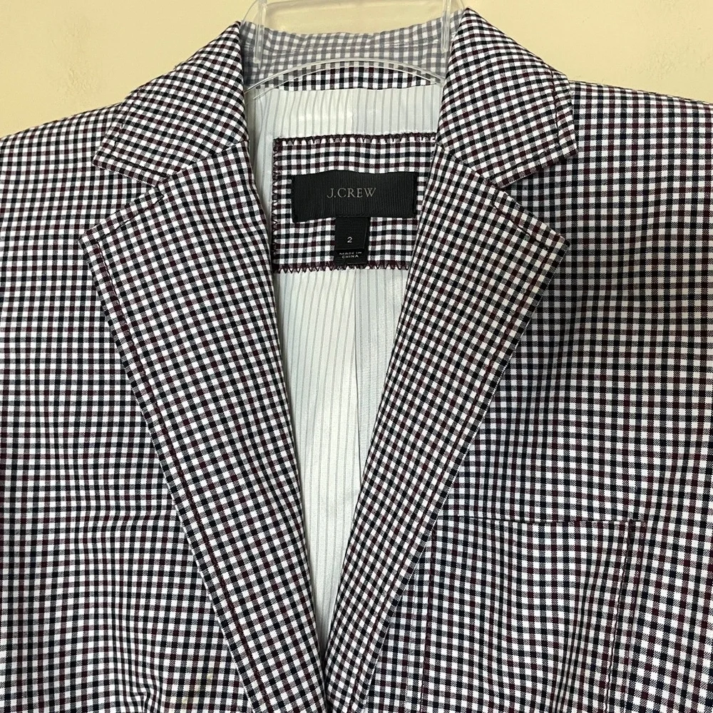 J. Crew Rhodes Micro-Gingham Plaid Blazer Jacket Size 2 Office Preppy Academia